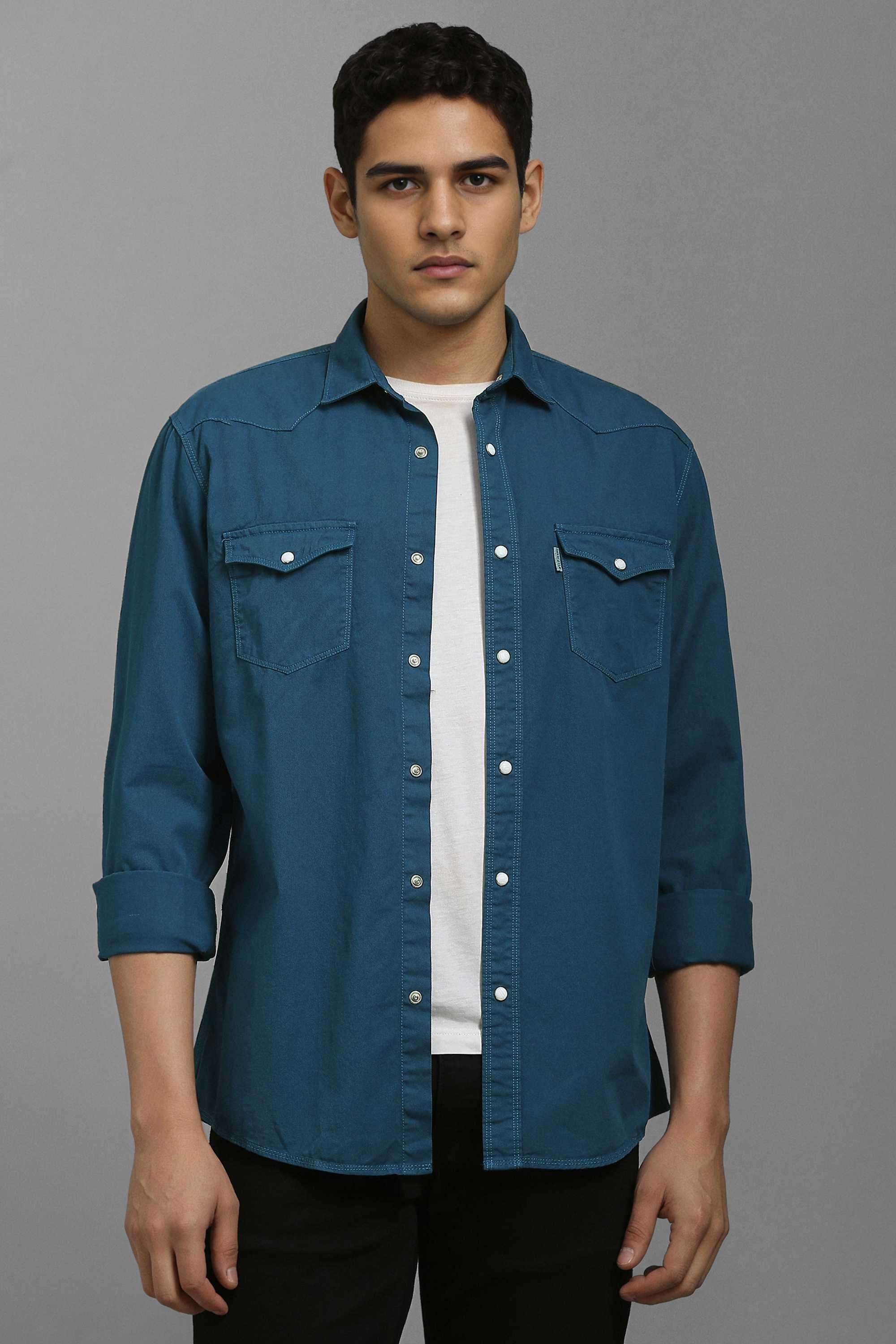 Solid-Cotton-Slim-Fit-Men-s-Casual-Wear-Shirt