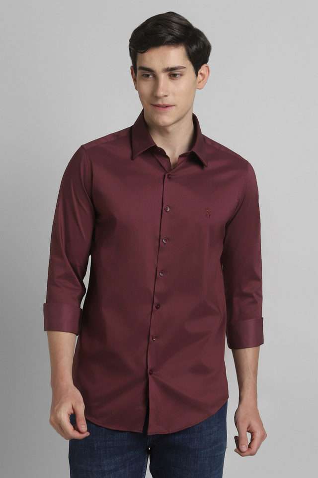 Solid-Cotton-Blend-Slim-Fit-Men-s-Casual-Wear-Shirt
