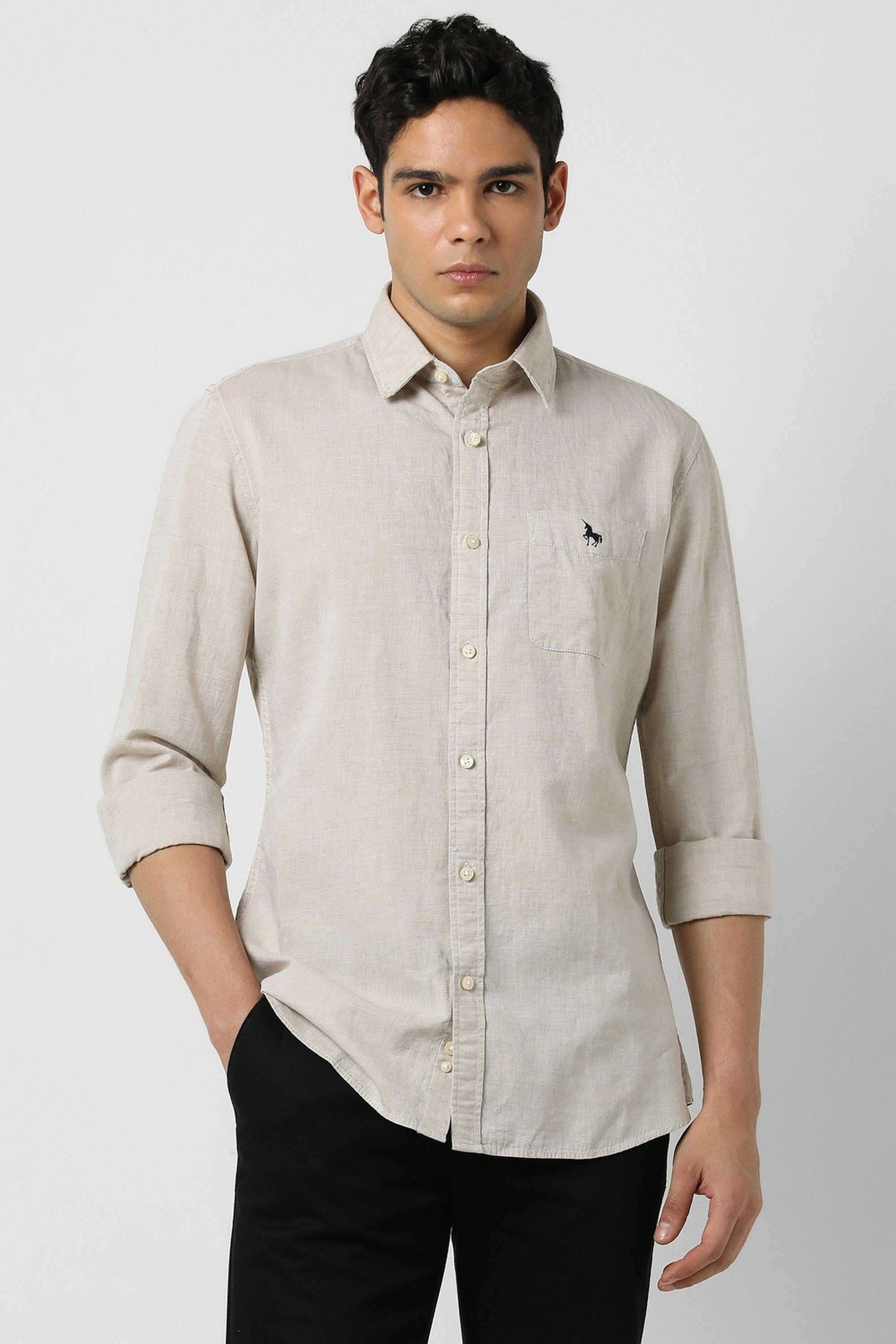 Solid-Blended-Fabric-Round-Neck-Men-s-T-Shirt