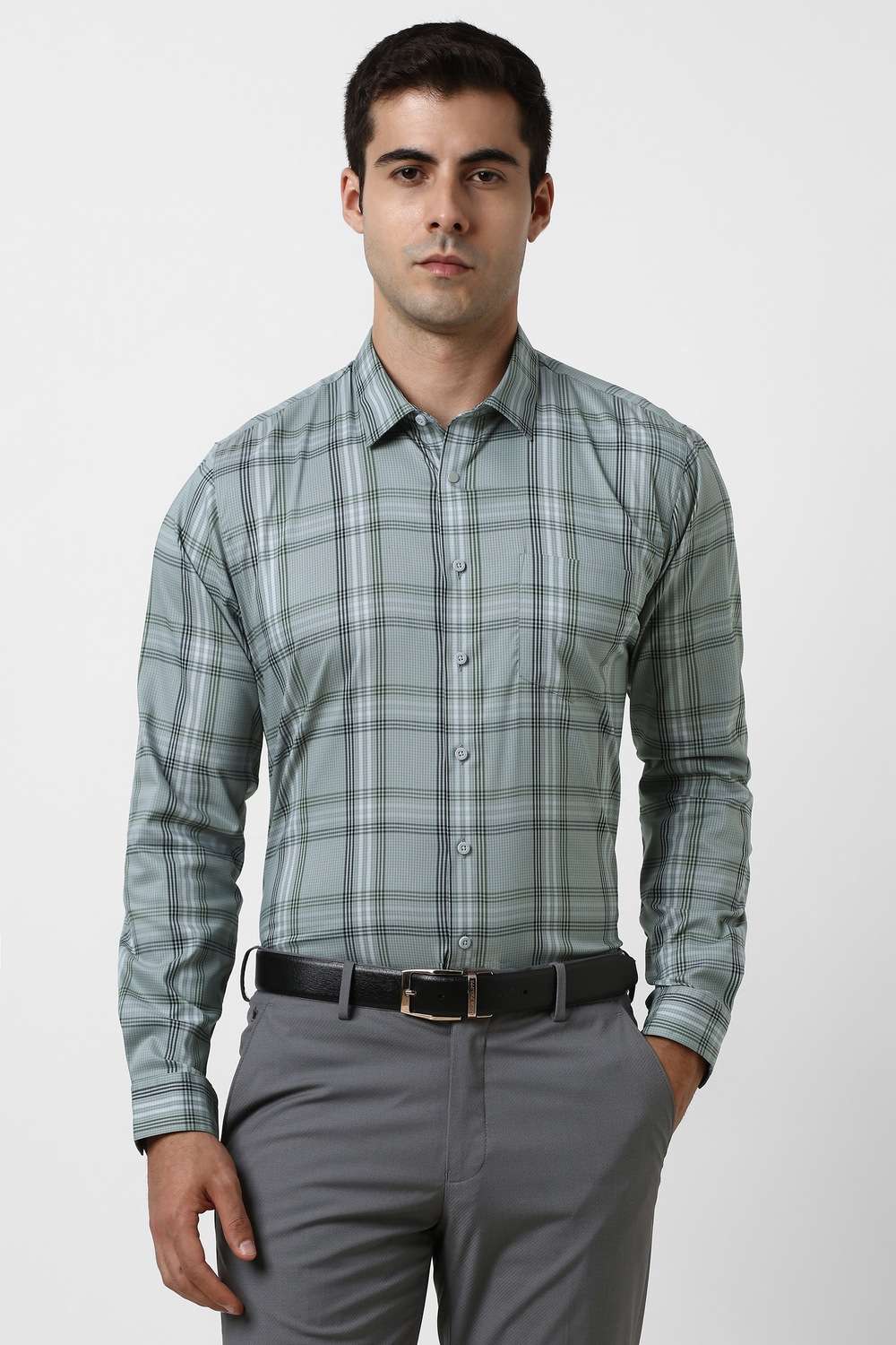 Checks-Blended-Fabric-Slim-Fit-Men-s-Formal-Shirt
