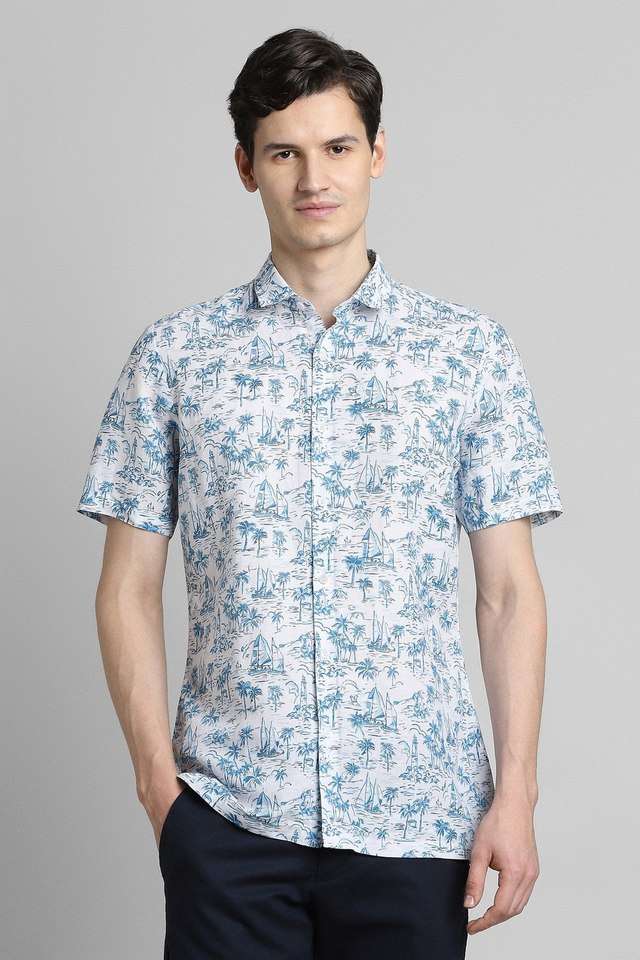 Printed-Linen-Blend-Regular-Fit-Men-s-Casual-Wear-Shirt