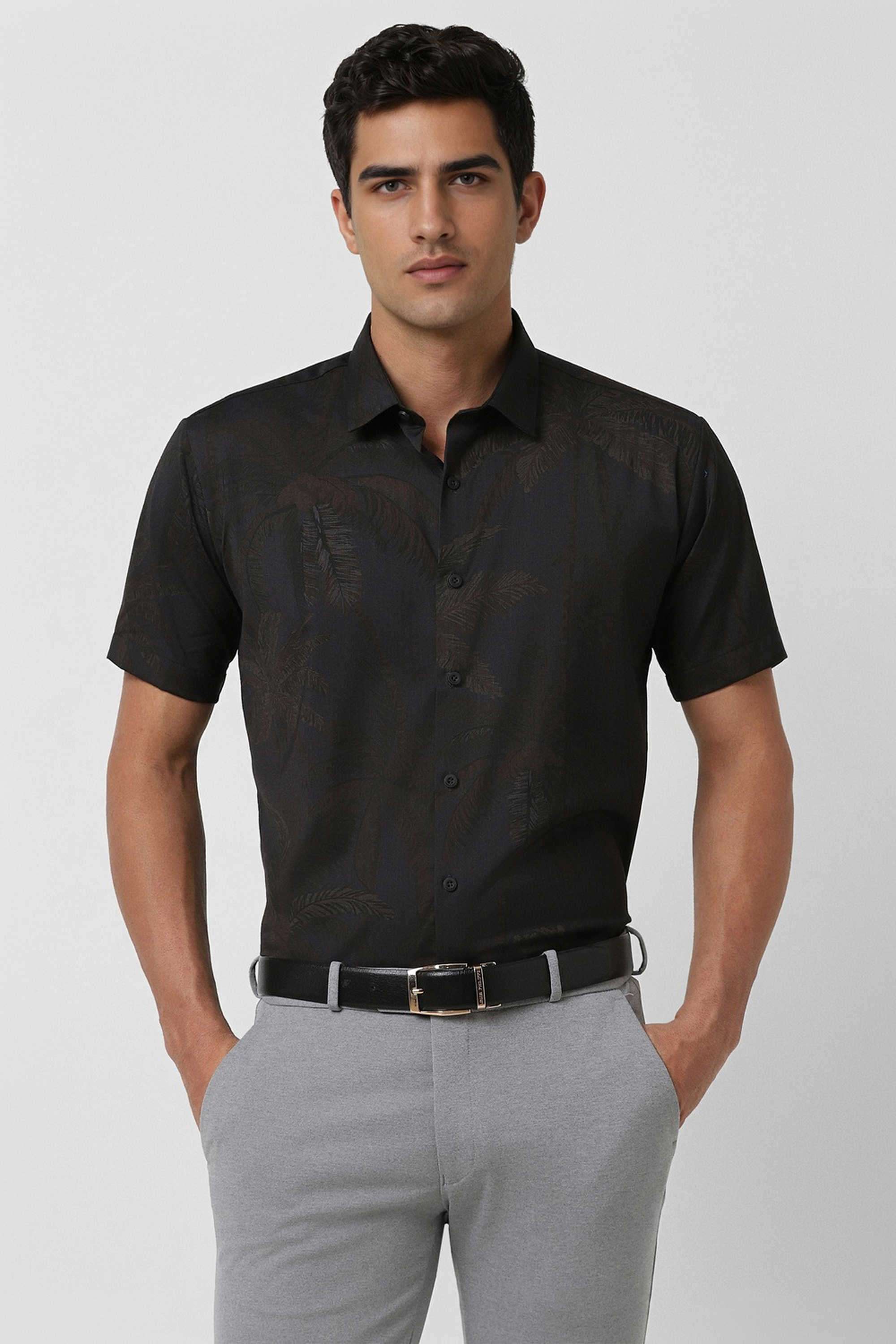 Solid-Blended-Fabric-Round-Neck-Men-s-T-Shirt
