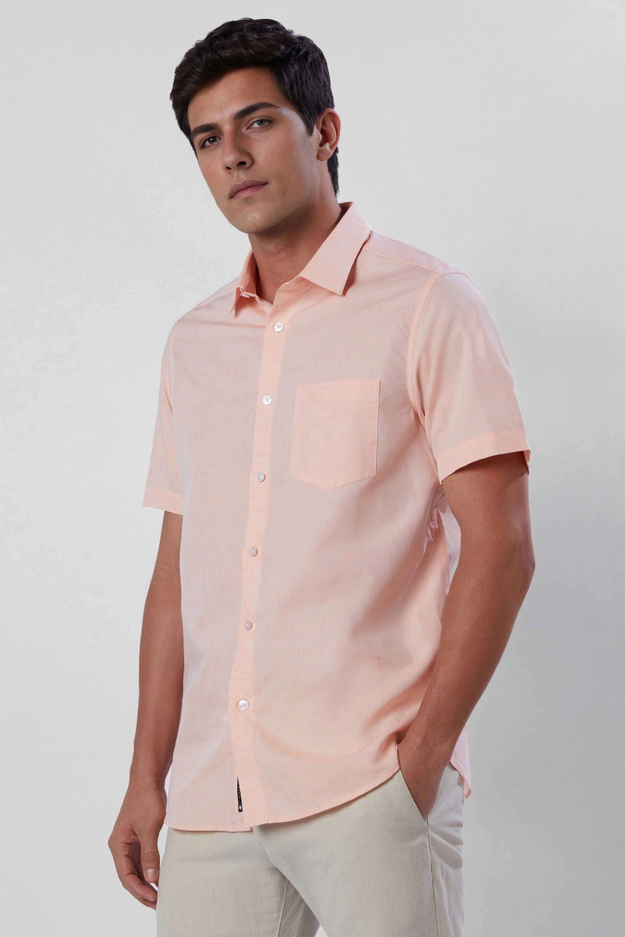 Solid-Cotton-Linen-Blend-Regular-Fit-Men-s-Formal-Wear-Shirt