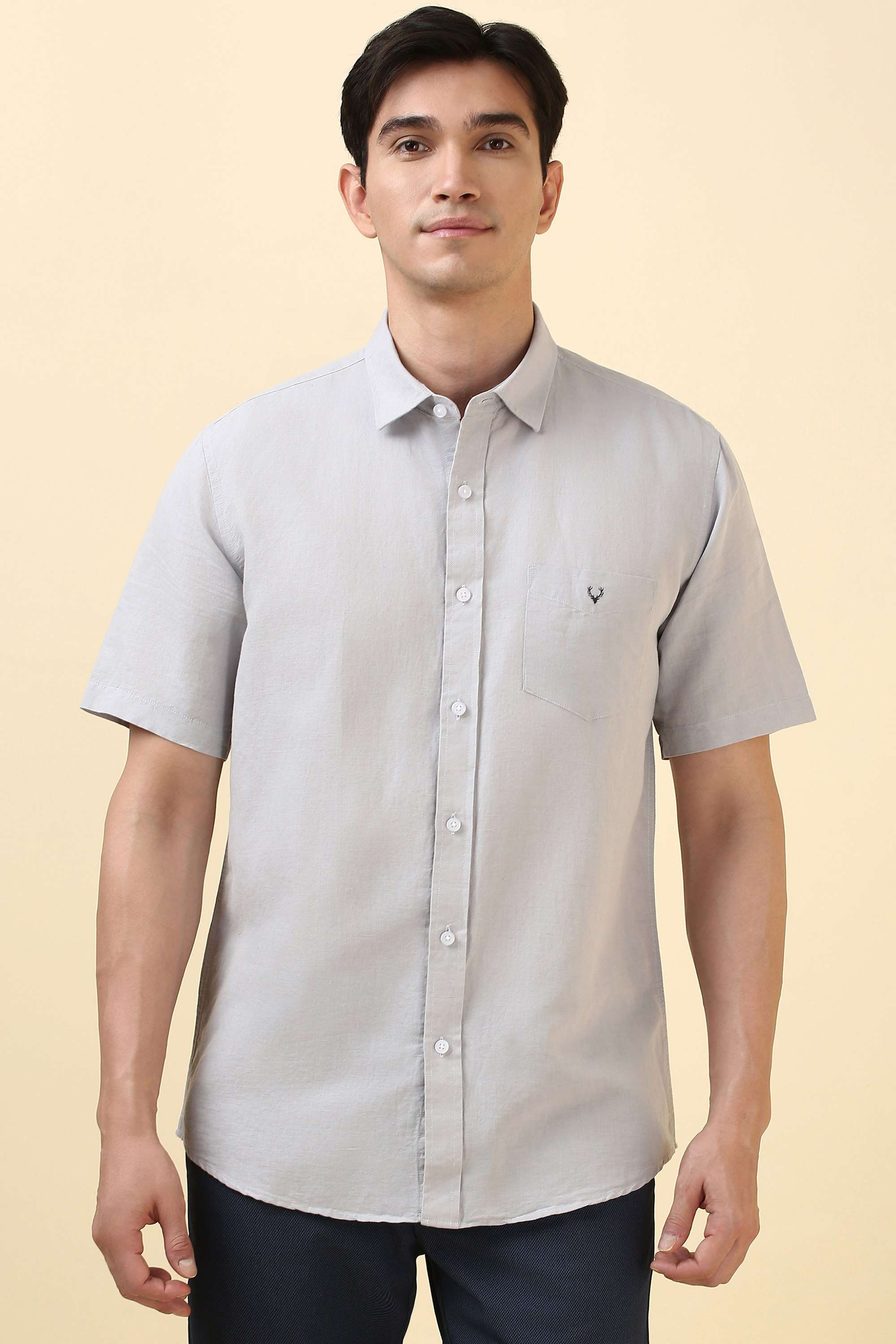 Solid-Cotton-Linen-Blend-Regular-Fit-Men-s-Formal-Shirt