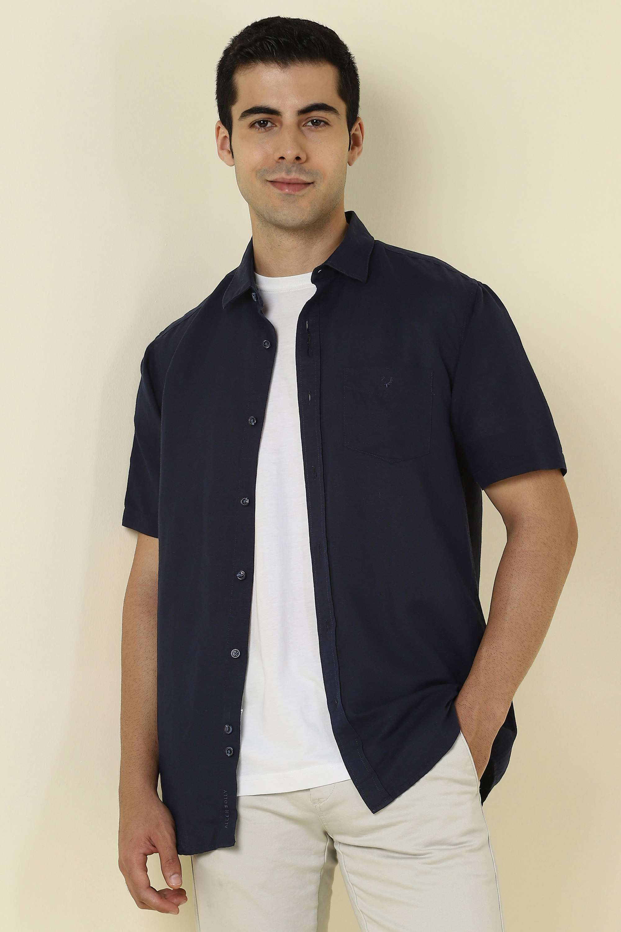 Solid-Cotton-Linen-Blend-Regular-Fit-Men-s-Formal-Shirt