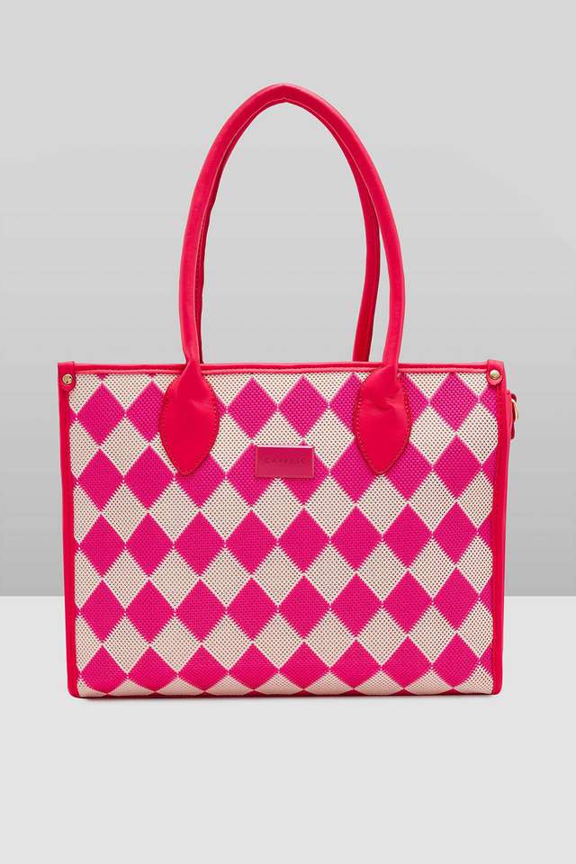 Checker-Faux-Leather-Zipper-Closure-Women-s-Satchel-Bag