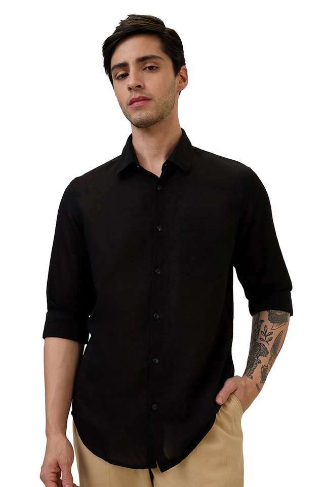 Solid-Cotton-Blend-Slim-Fit-Men-s-Casual-Shirt