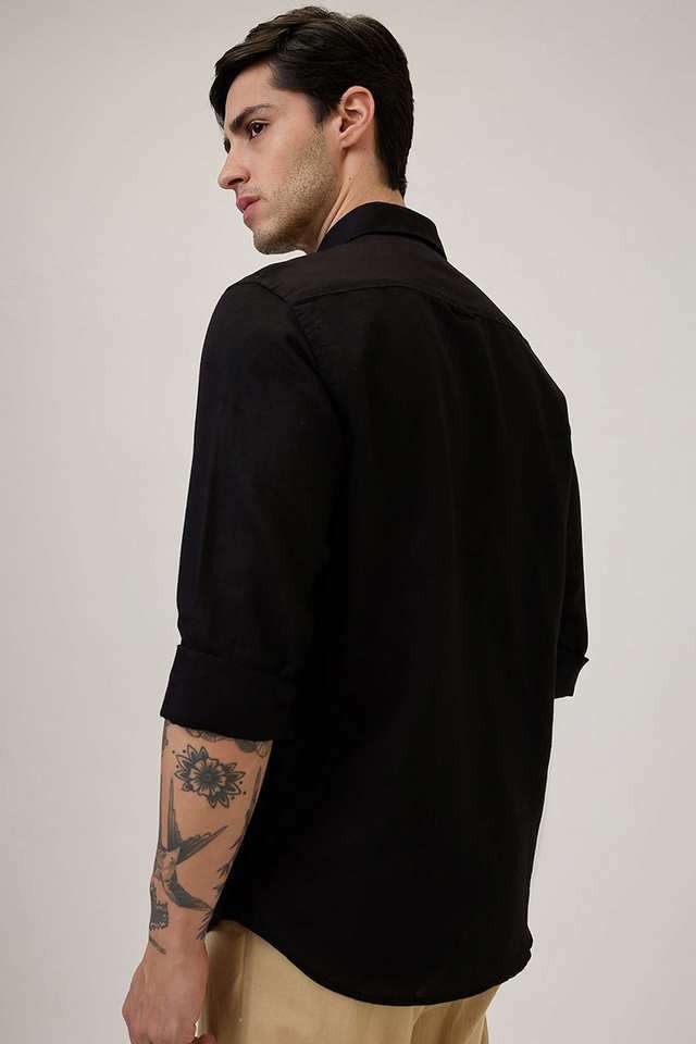 Solid-Cotton-Blend-Slim-Fit-Men-s-Casual-Shirt