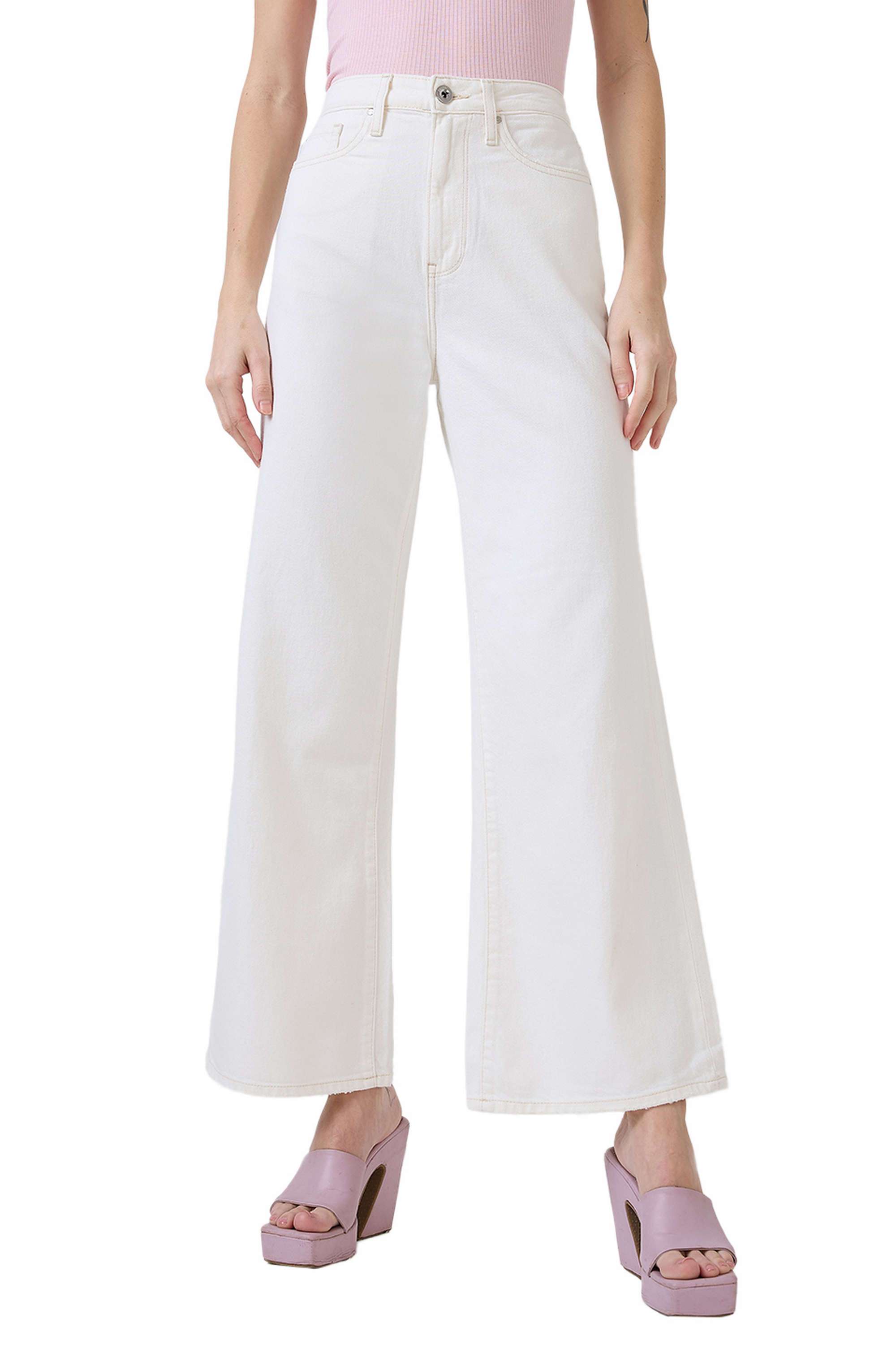 High-Rise-Light-Wash-Blended-Fabric-Wide-Leg-Fit-Women-s-Jeans