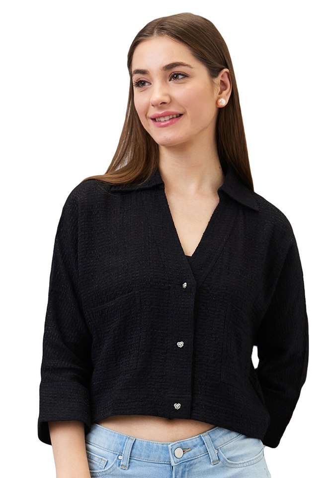 Solid-Viscose-Women-s-Casual-Wear-Shirt