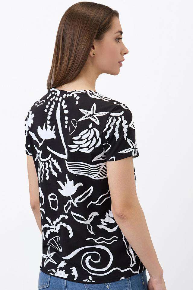 Printed-Cotton-Blend-Round-Neck-Women-s-T-Shirt