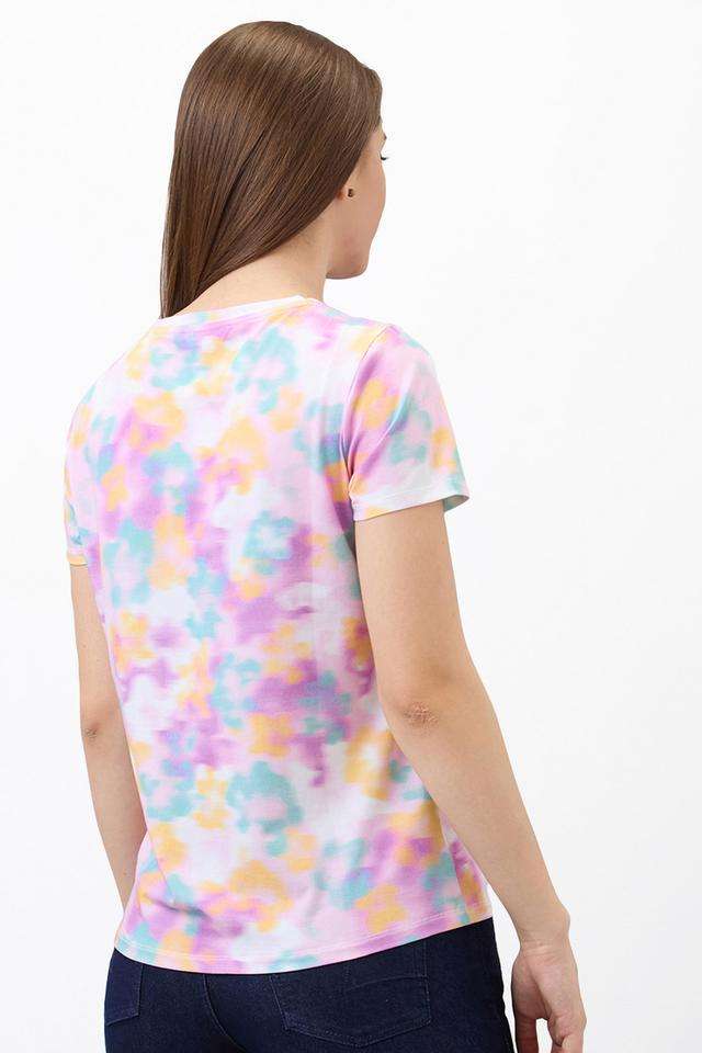 Printed-Cotton-Blend-Round-Neck-Women-s-T-Shirt