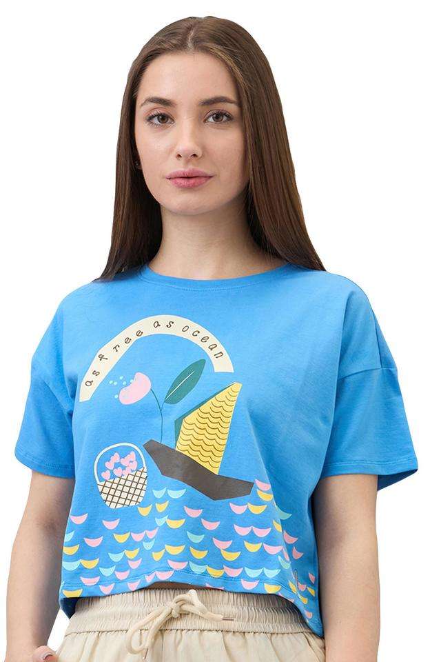 Archive-Revival-Solid-Cotton-Blend-Relaxed-Fit-Women-s-T-Shirt