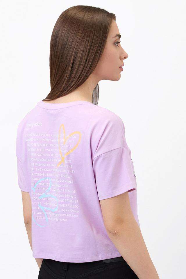 Solid-Cotton-Blend-Round-Neck-Women-s-T-Shirt