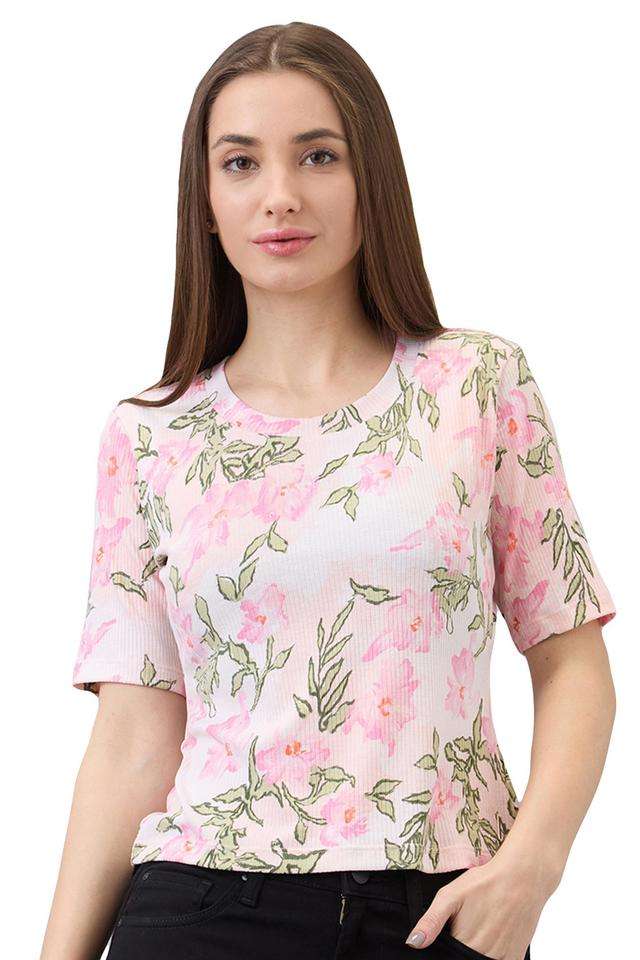 Archive-Revival-Printed-Blended-Fabric-Slim-Fit-Women-s-T-Shirt