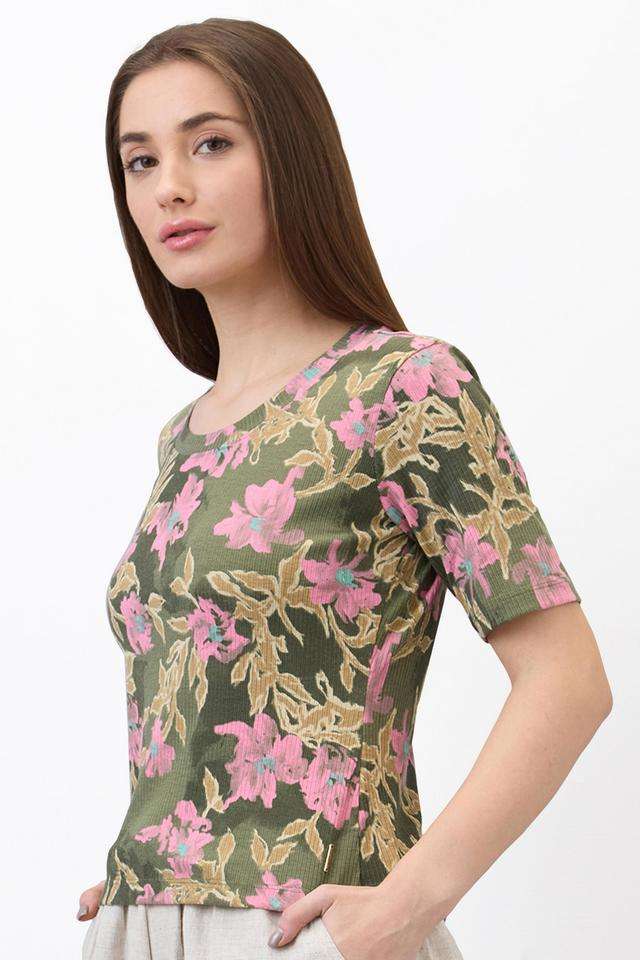 Archive-Revival-Printed-Blended-Fabric-Slim-Fit-Women-s-T-Shirt