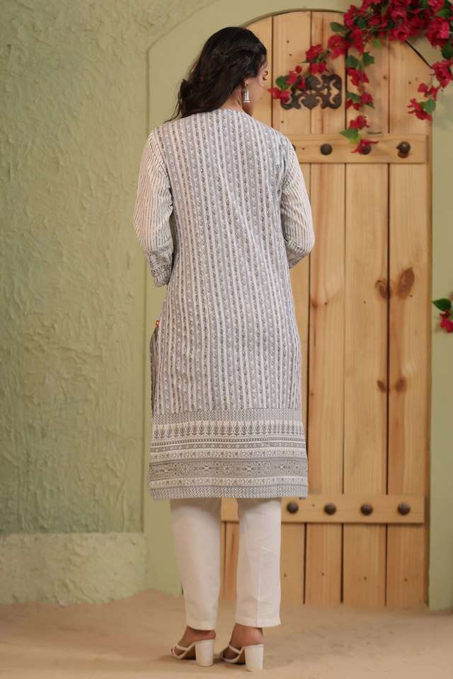 Printed-Cotton-Round-Neck-Women-s-Casual-Wear-Kurta