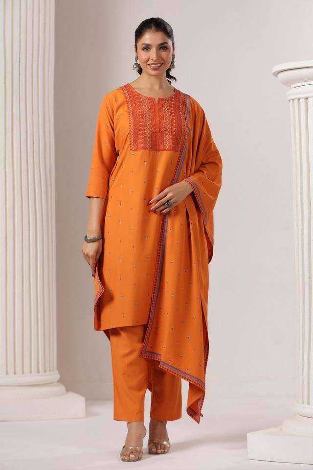 Printed-Rayon-Round-Neck-Women-s-Casual-Wear-Kurta