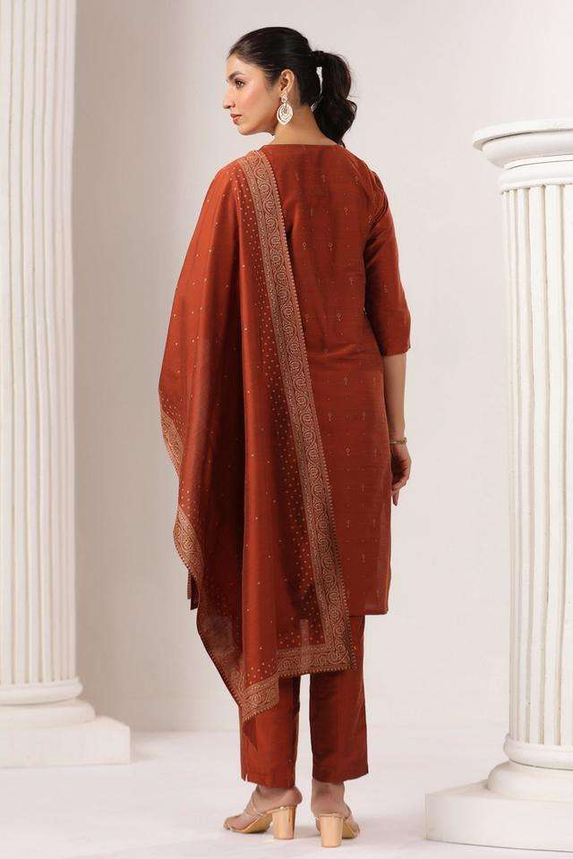 Printed-Silk-Round-Neck-Women-s-Festive-Wear-Kurta