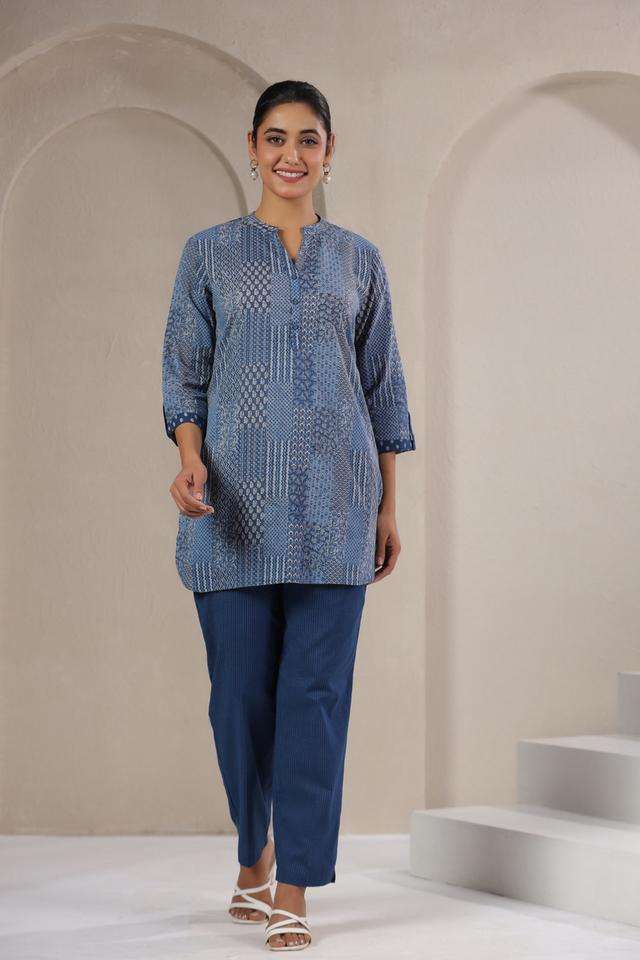 Printed-Cotton-Mandarin-Collar-Women-s-Casual-Wear-Kurta