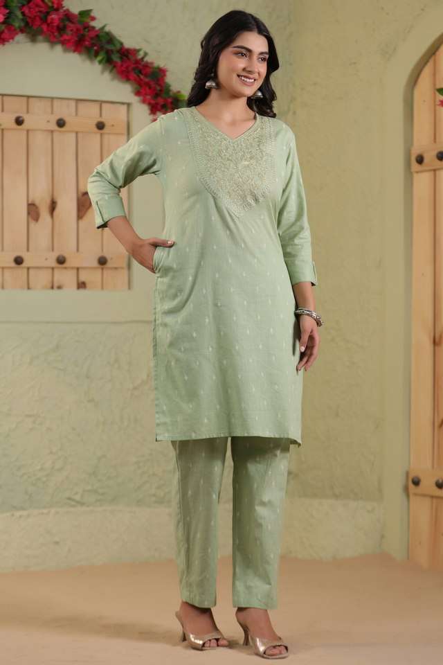 Printed-Calf-Length-Cotton-Woven-Women-s-Kurta-Set