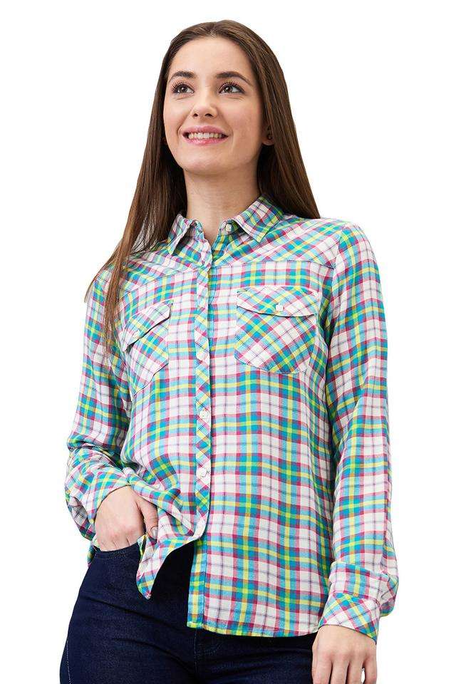 Checks-Viscose-Women-s-Casual-Wear-Shirt