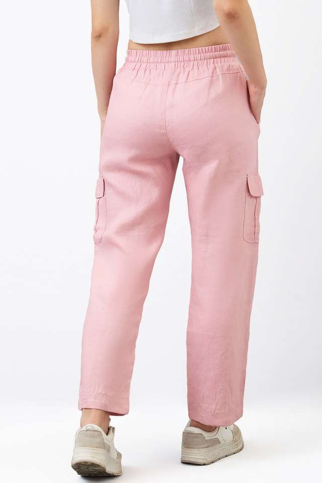 Solid-Straight-Fit-Linen-Women-s-Casual-Wear-Trousers
