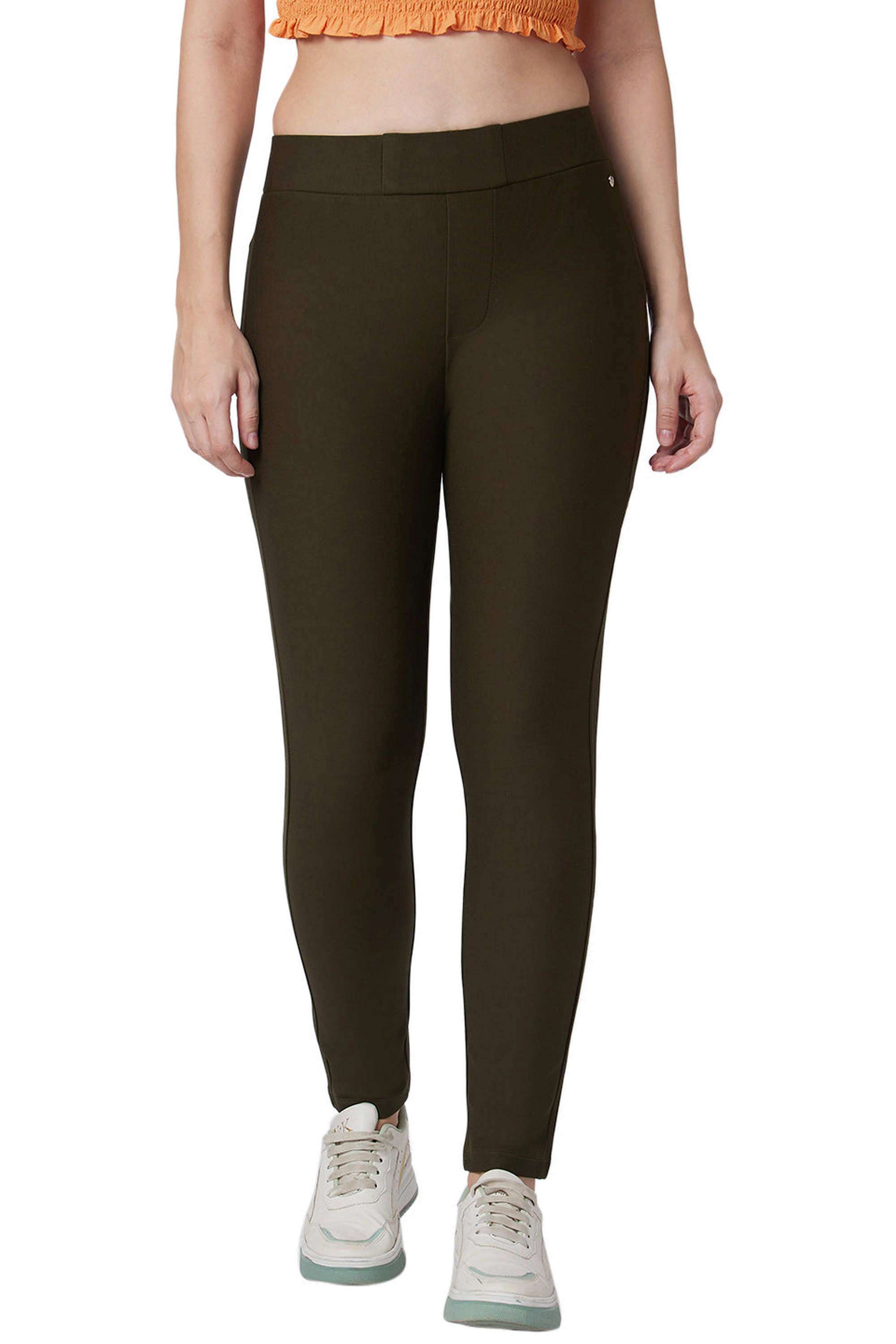 Solid-Skinny-Fit-Blended-Fabric-Women-s-Casual-Wear-Pants