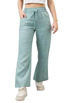 Solid-Straight-Fit-Linen-Women-s-Casual-Wear-Trousers