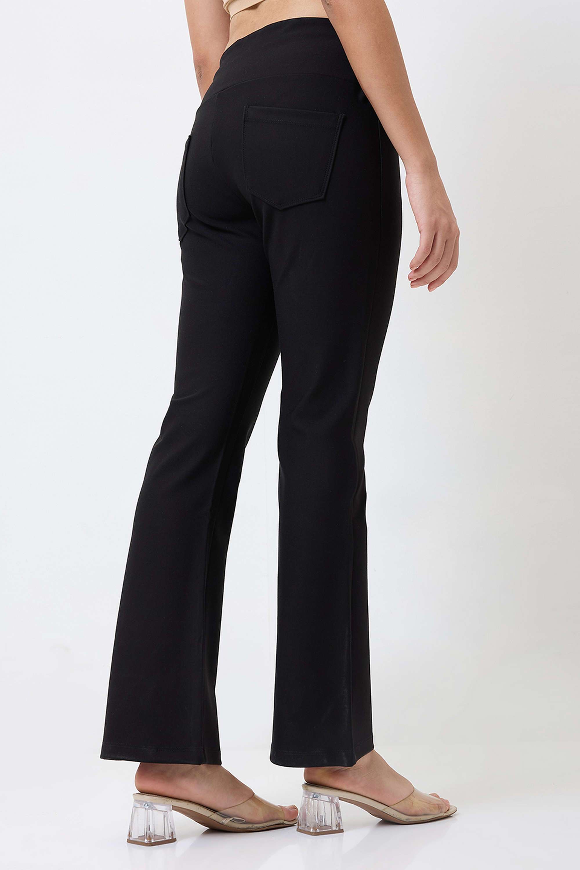 Solid-Bootcut-Fit-Blended-Fabric-Women-s-Casual-Wear-Track-Pants