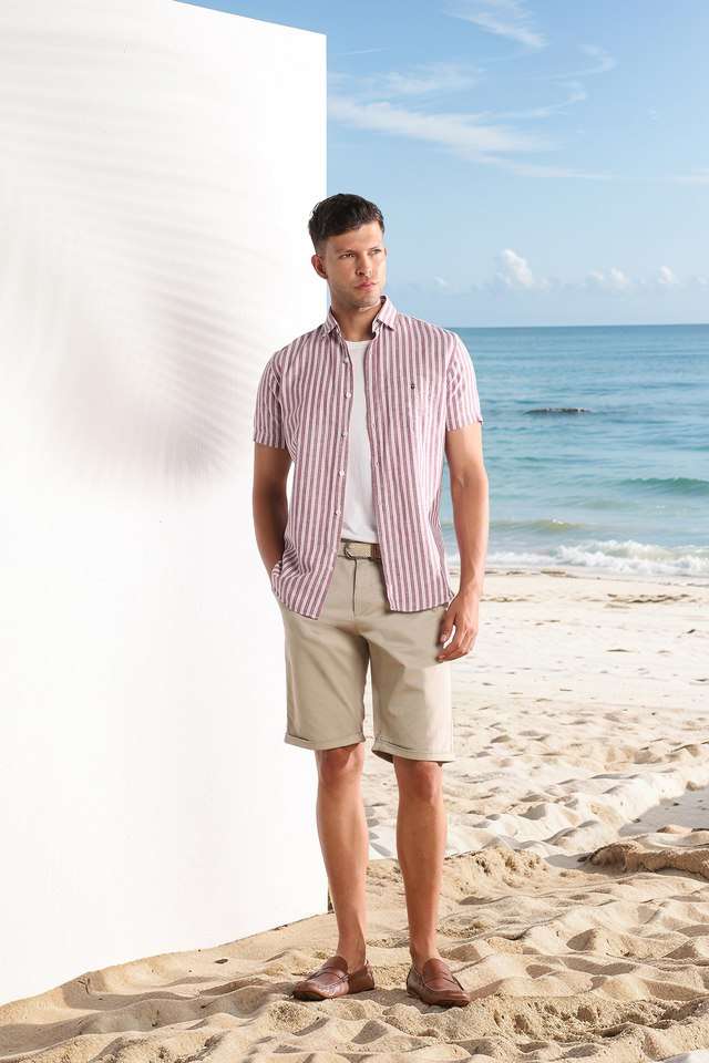 Solid-Cotton-Blend-Slim-Fit-Men-s-Shorts