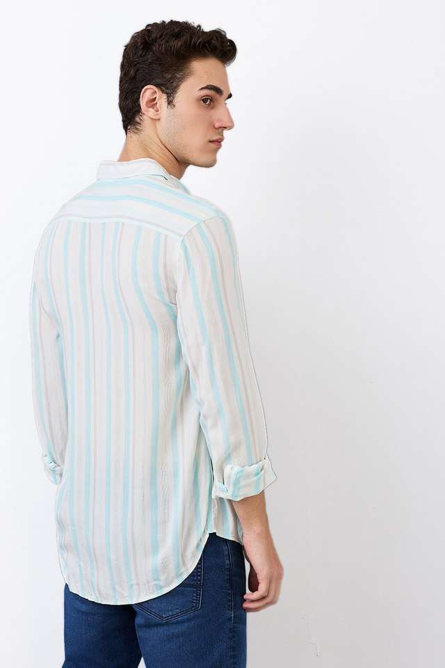 Stripes-Blended-Fabric-Slim-Fit-Men-s-Casual-Wear-Shirt