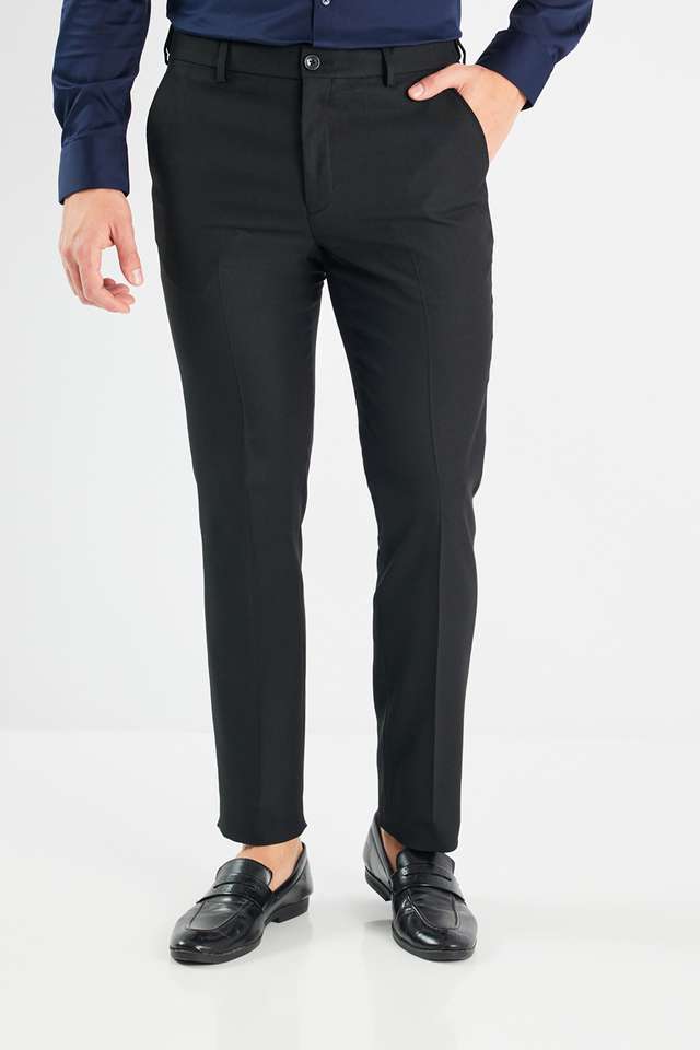 Solid-Blended-Fabric-Slim-Fit-Men-s-Formal-Wear-Trousers