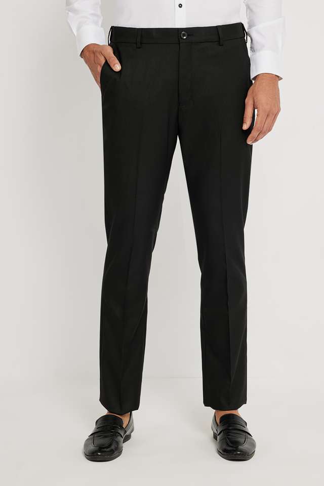 Solid-Blended-Fabric-Slim-Fit-Men-s-Formal-Wear-Trousers