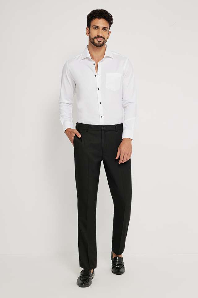 Solid-Blended-Fabric-Slim-Fit-Men-s-Formal-Wear-Trousers