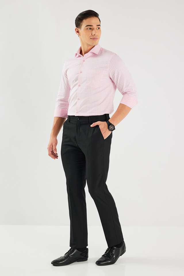 Solid-Blended-Fabric-Slim-Fit-Men-s-Formal-Wear-Trousers