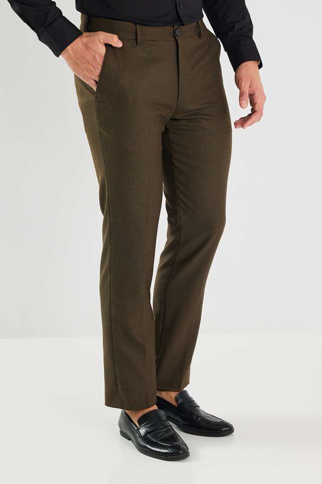 Solid-Blended-Fabric-Slim-Fit-Men-s-Formal-Wear-Trousers