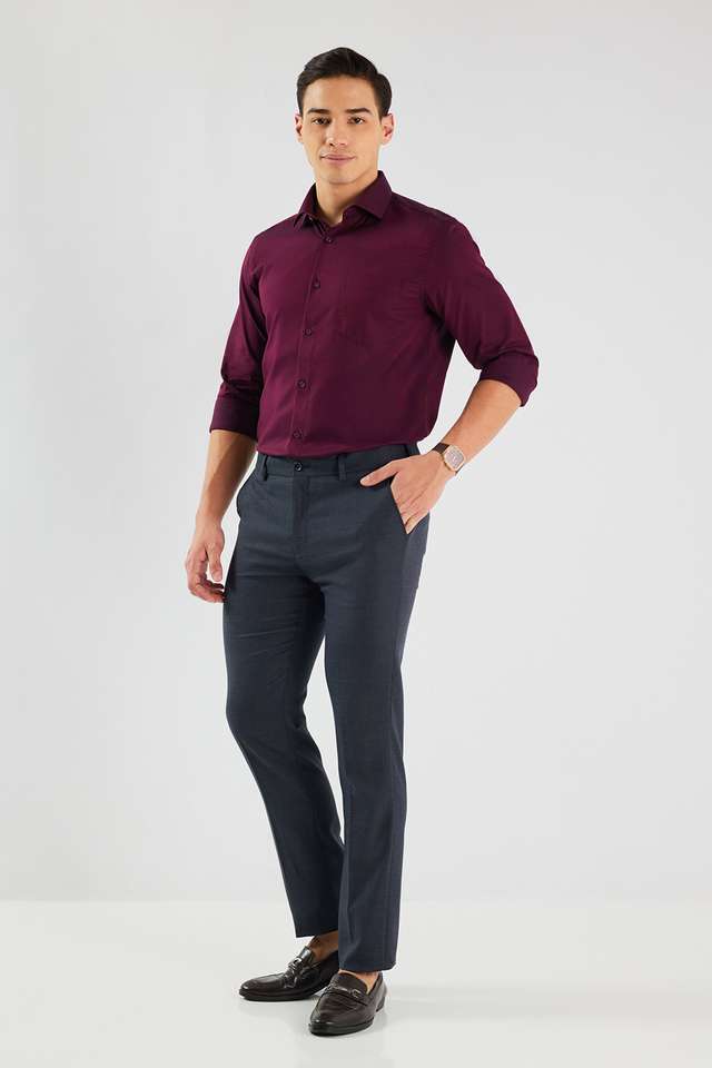 Solid-Blended-Fabric-Slim-Fit-Men-s-Formal-Wear-Trousers