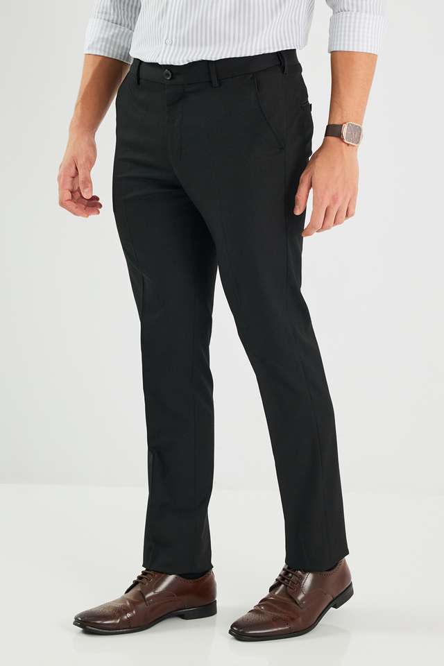 Solid-Blended-Fabric-Slim-Fit-Men-s-Formal-Wear-Trousers