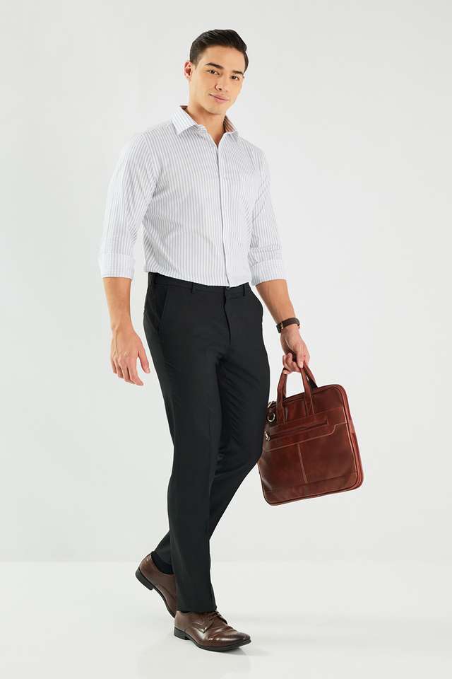 Solid-Blended-Fabric-Slim-Fit-Men-s-Formal-Wear-Trousers