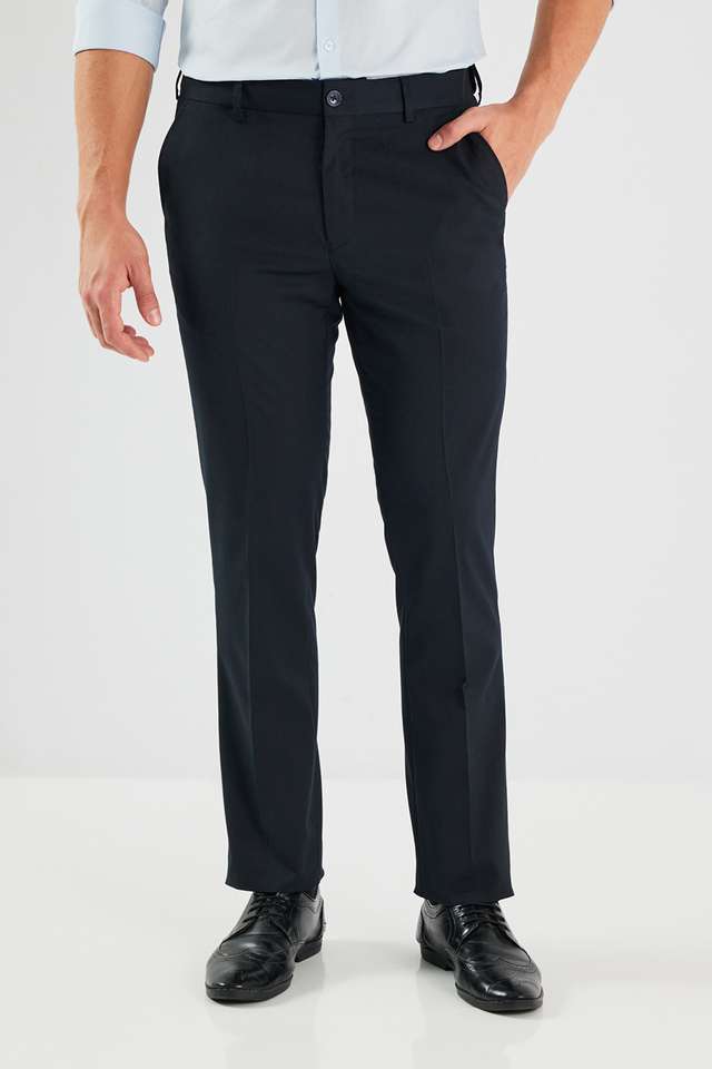 Solid-Blended-Fabric-Slim-Fit-Men-s-Formal-Wear-Trousers