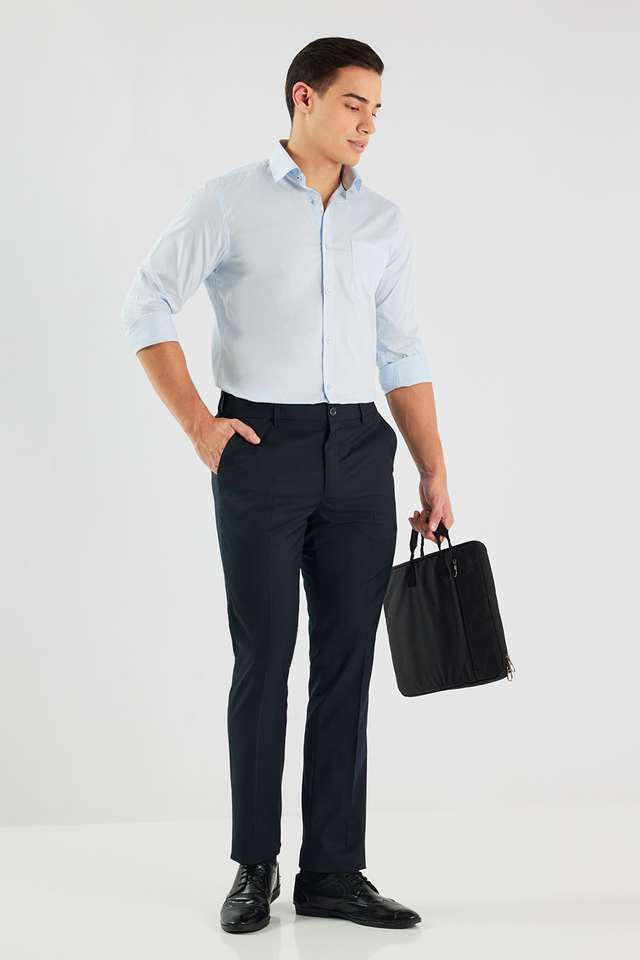 Solid-Blended-Fabric-Slim-Fit-Men-s-Formal-Wear-Trousers