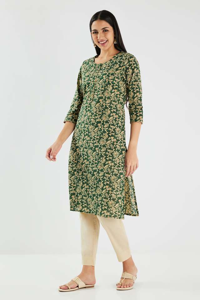 Printed-Cotton-Round-Neck-Women-s-Casual-Wear-Kurta