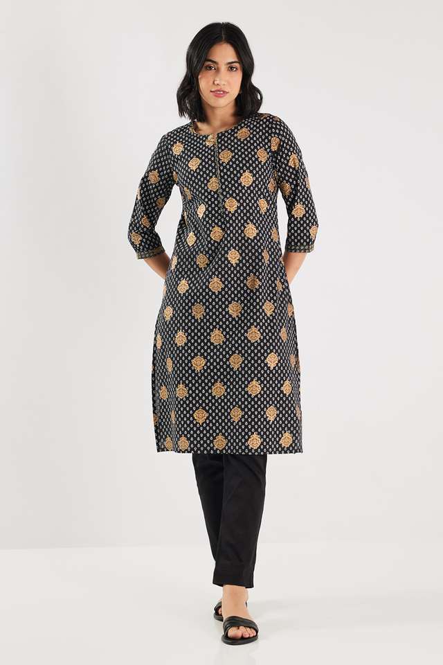 Printed-Cotton-Round-Neck-Women-s-Casual-Wear-Kurta