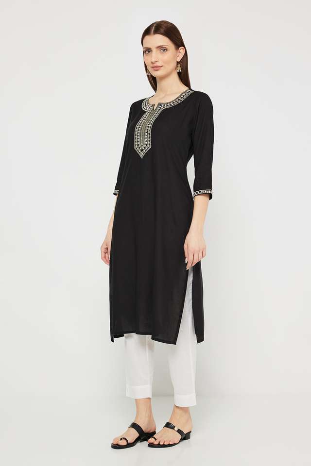 Embroidered-Viscose-Round-V-Cut-Neck-Women-s-Casual-Wear-Kurta