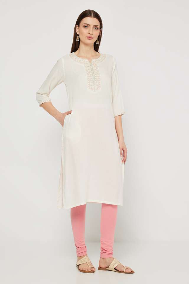 Embroidered-Viscose-Round-V-Cut-Neck-Women-s-Casual-Wear-Kurta