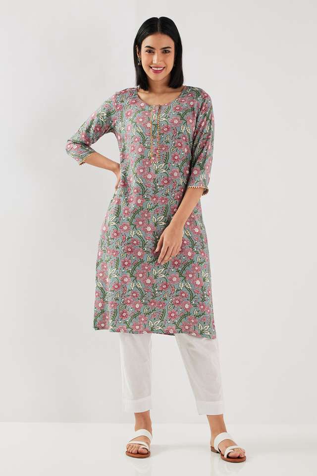 Printed-Rayon-Round-Neck-Women-s-Casual-Wear-Kurta