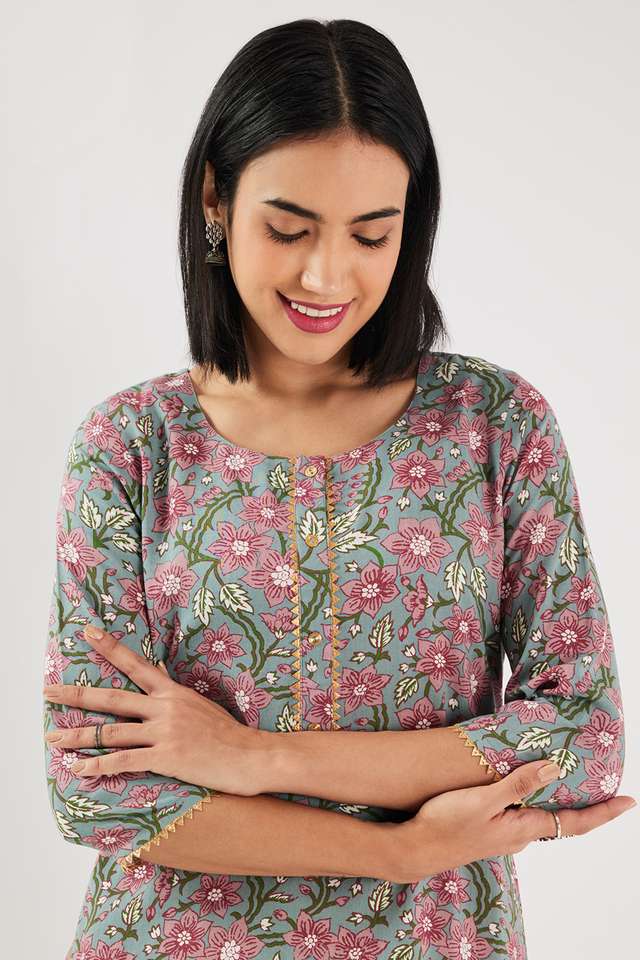 Printed-Rayon-Round-Neck-Women-s-Casual-Wear-Kurta