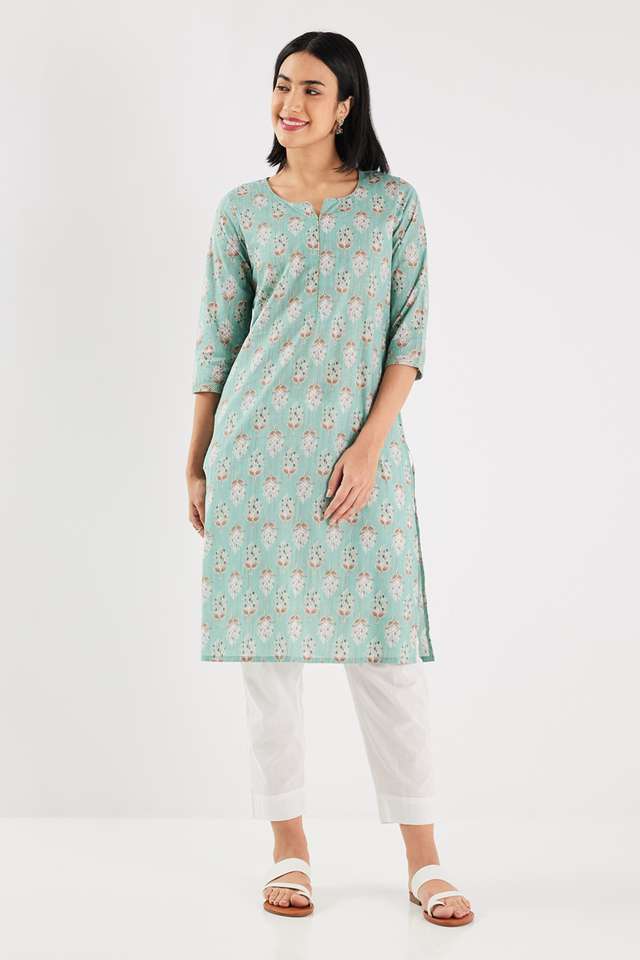 Printed-Cotton-Round-Neck-Women-s-Casual-Wear-Kurta