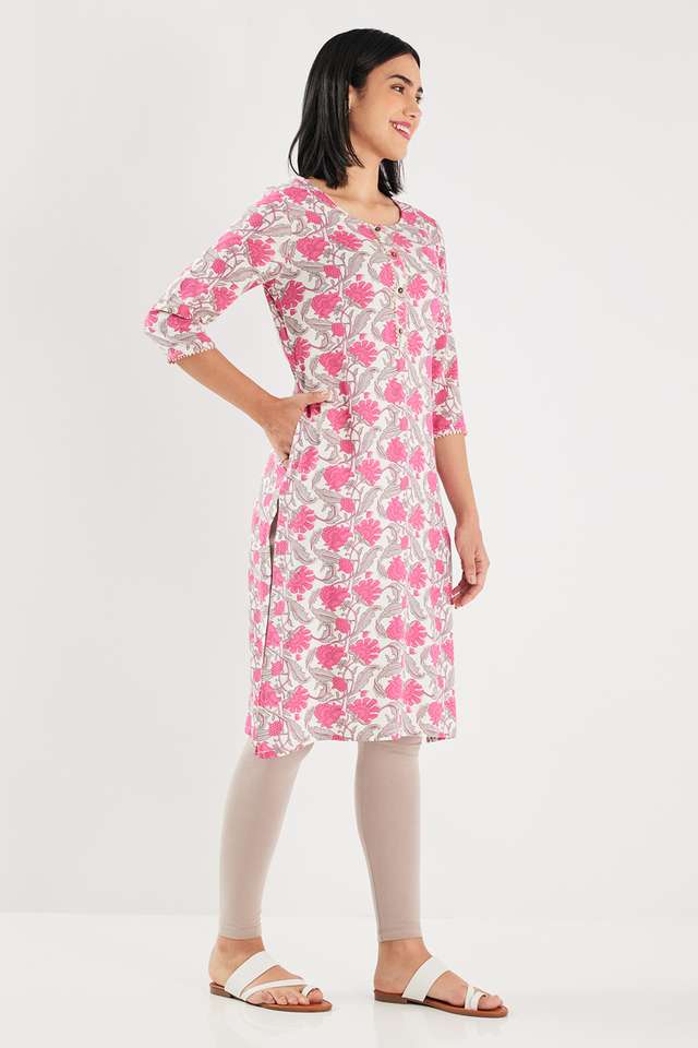 Printed-Rayon-Round-Neck-Women-s-Casual-Wear-Kurta